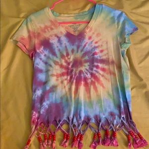 Custom Beaded Tye Dye V-Neck